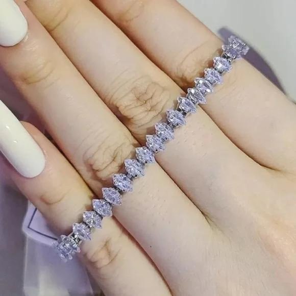 ‘7’ NEW 925 STERLING SILVER DIAMOND BRACELET, NICE BRACELET, CUTE BRACELET - Picture 4 of 4